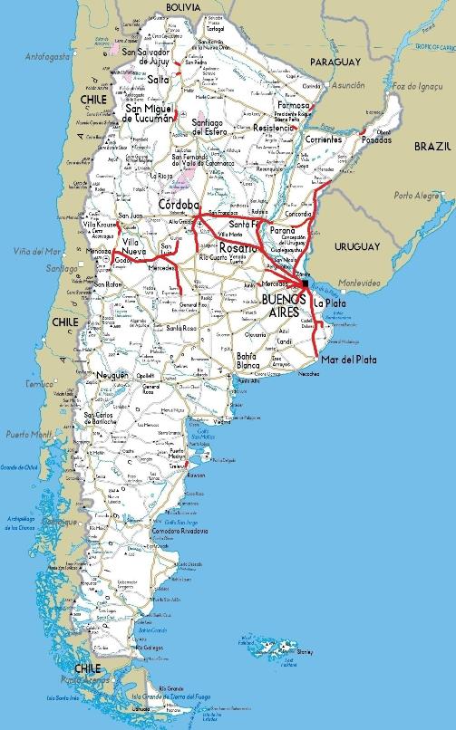 Mapa de carretera de Argentina