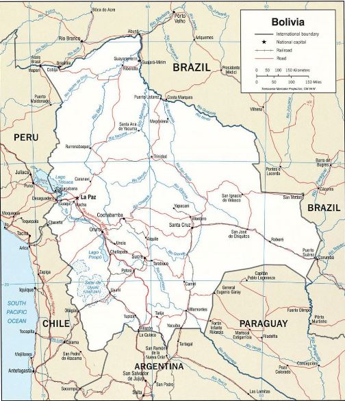 Mapa de carretera de Bolivia
